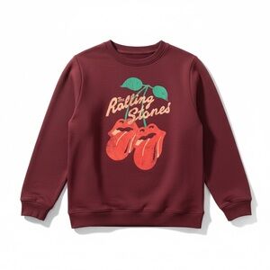 Rolling Stones Burgundy Kids Sweatshirt with Iconic Graphic size large
